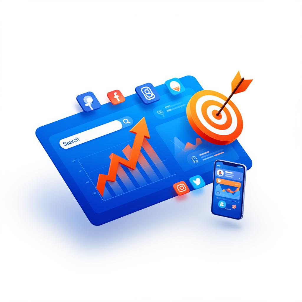 Digital marketing growth illustration